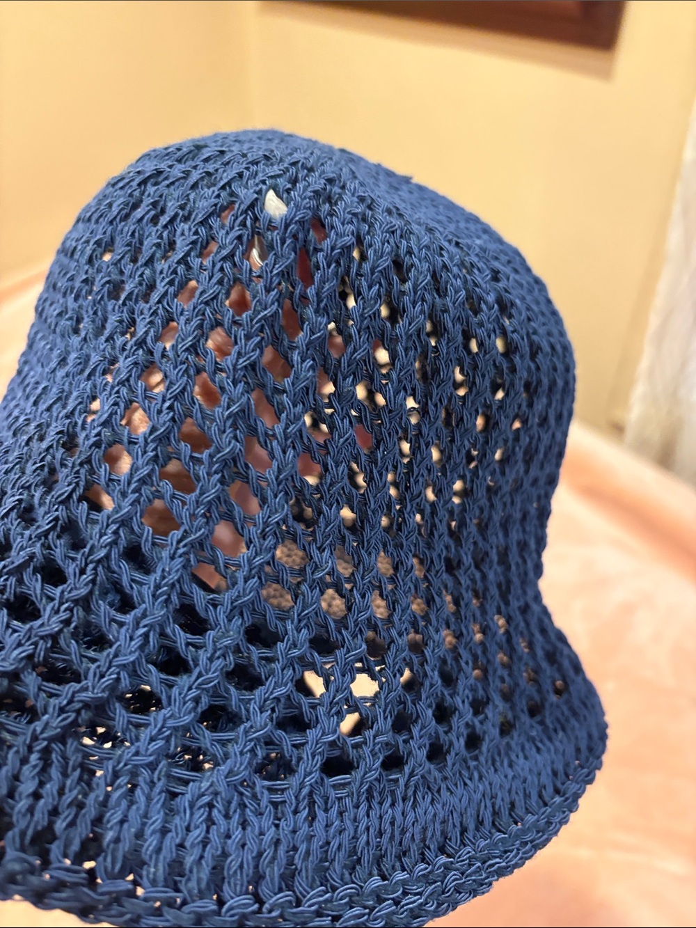 Hand-Crocheted Blue Bucket Hat for Women
